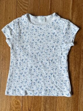 Abercrombie kids Girls Short Sleeve Ditsy Baby Tee, White Blue Floral, Size 9/10